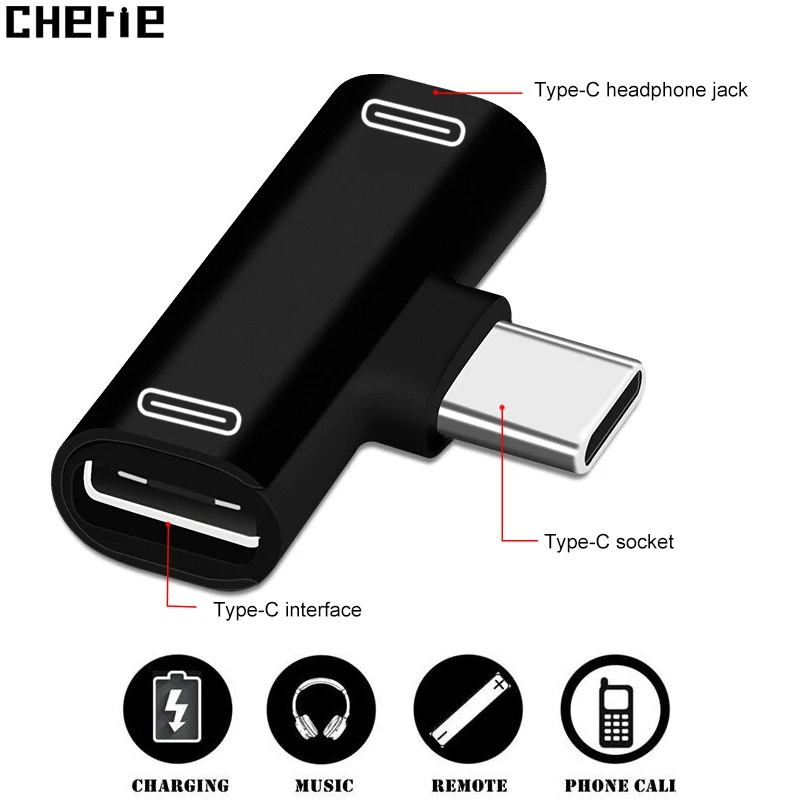 Cherie Mini Dual Type C Jack Headphone Adapter For Samsung Huawei Xiaomi Oneplus USB C Audio