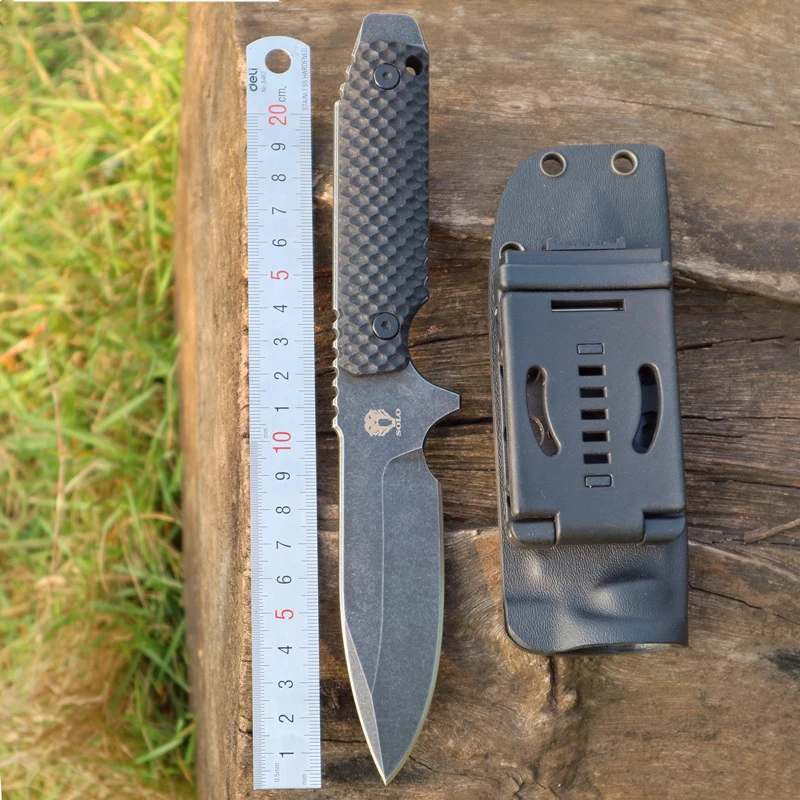 

SOLO OUTDOORS Survival Knife Army Hunting D2 Hardness Straight Knives Blade honeycombed Handle Essential tool For Self-defense