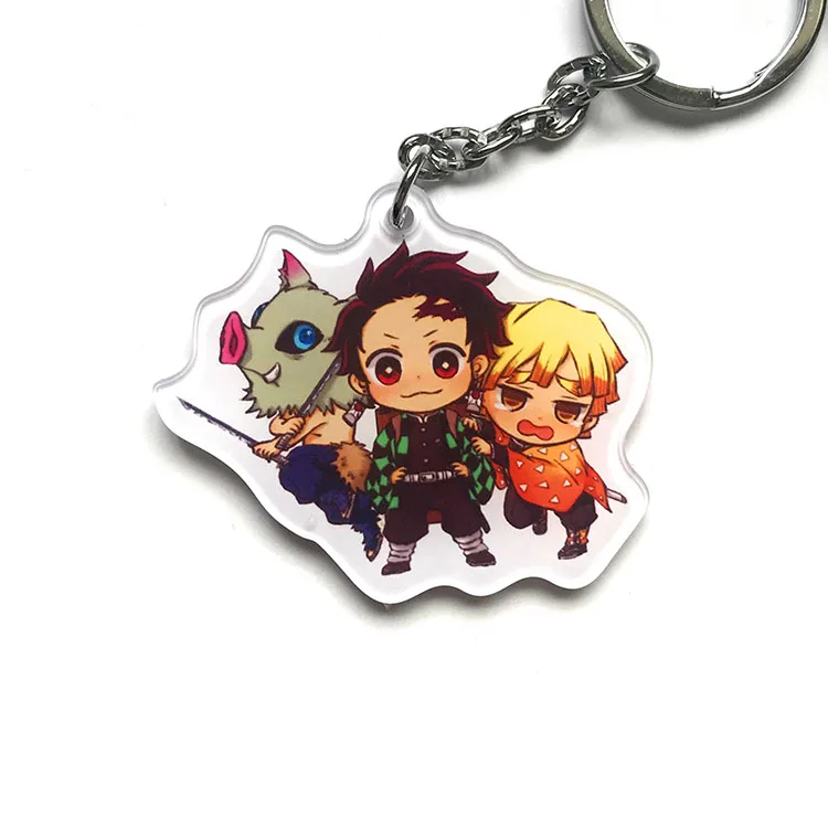 Светло-голубой Demon Slayer: Kimetsu no Yaiba акриловый брелок для ключей аниме Kamado Tanjirou - Цвет: Светло-голубой