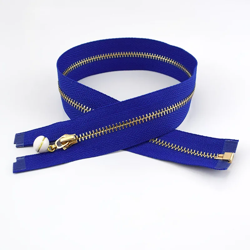blue-white 60 см 3# открытый конец застежки-молнии для шитья жемчужный слайдер съемник украшения Металлические молнии Одежда молния DIY ремесло аксессуары для шитья ZA044 - Цвет: blue-white