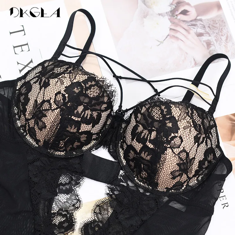 New Fashion Women Jumpsuit Lace Floral Hollow Out White Embroidery Bodysuit Black Sexy Deep V Straps Bodysuits mesh Transparent