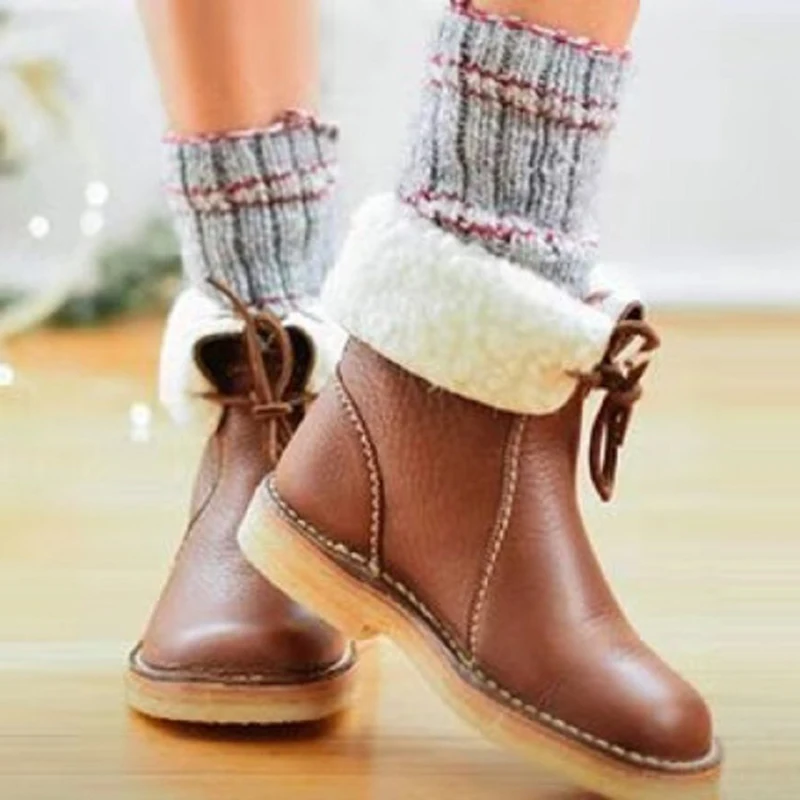 

Winter Autumn Women Mid Calf Boots Women's Fashion Lace Up Ladies Comfort Woman Shoes Platform Casual Female Shoes