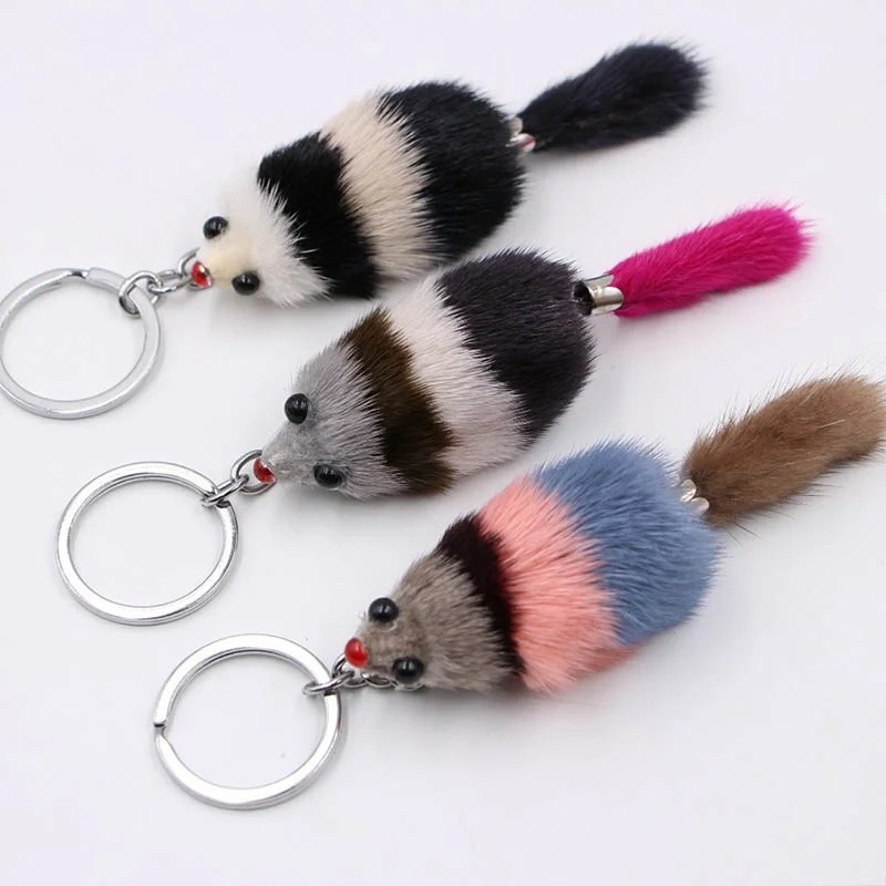 1PC Bag Key Rings Fur Fluffy Ball Cute Plush Small Fox Key Chain Soft Pendant Ornament Cartoon