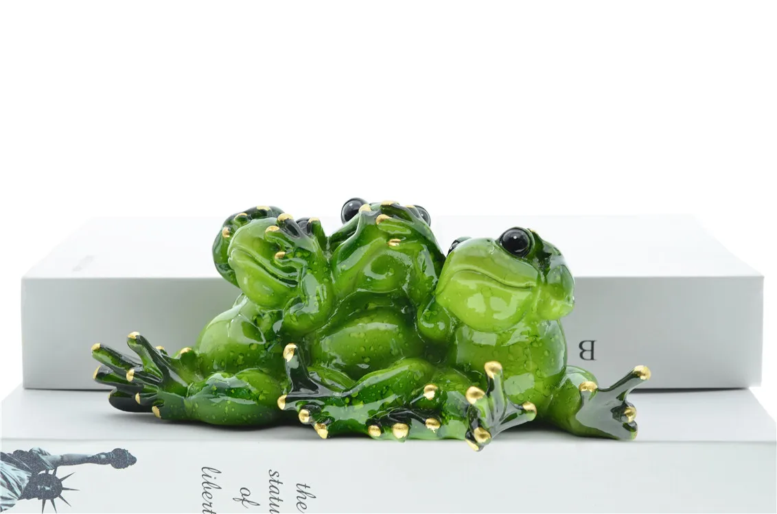 MYBLUE Kawaii Dont Talk Dont Listen Dont Look Frog Figurine Miniature Fairy Garden Nordic Home Room Decoration Accessories