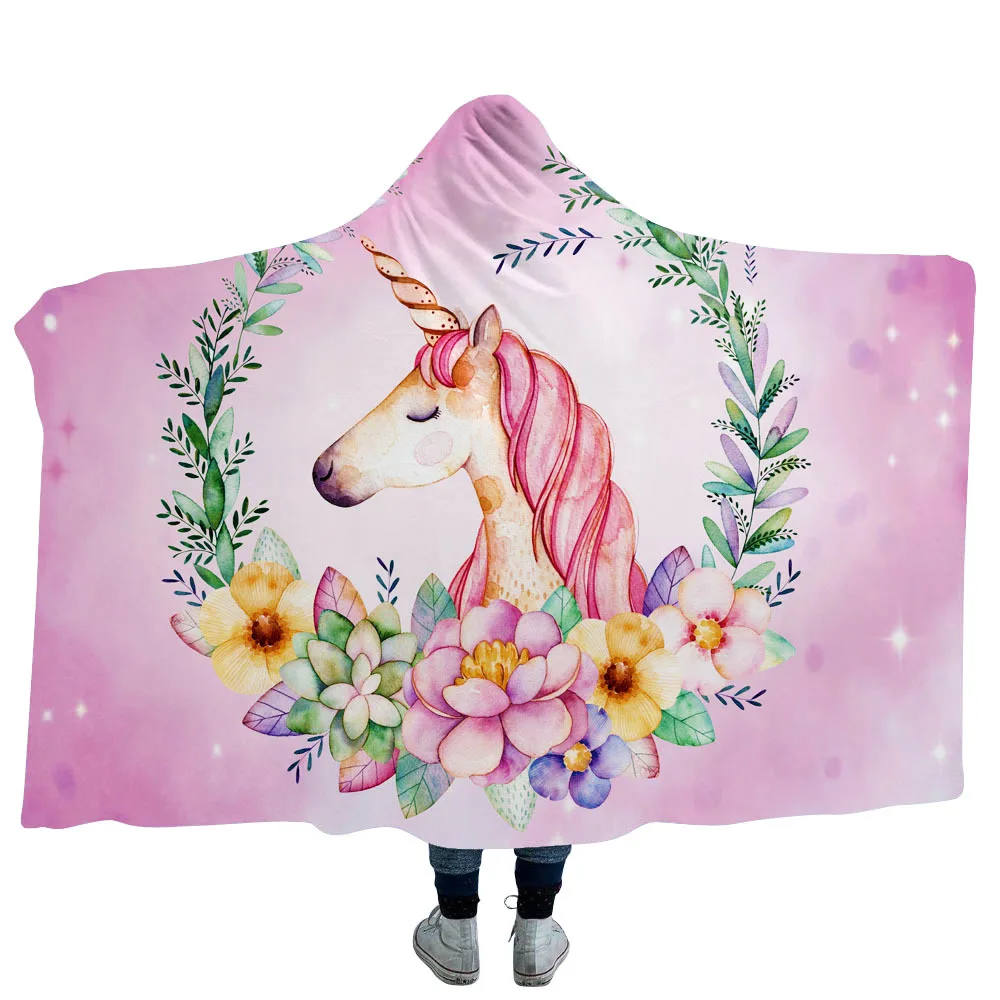 

Magic Cloak Hooded Mantle Blanket Cloak Blanket Double Layer Plush-Unicorn-Customizable