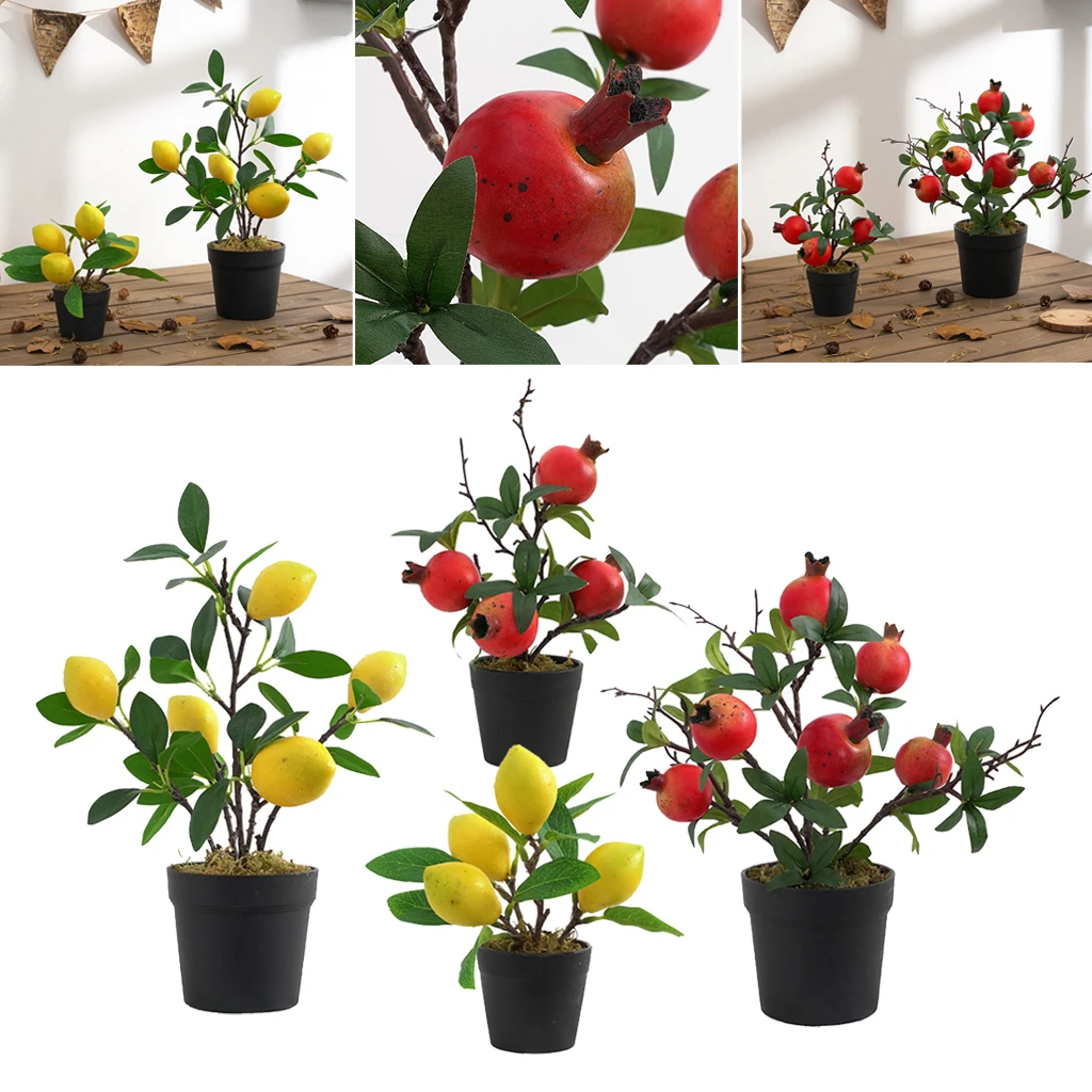 Artificial Fruit Pomegranate Or Lemon Tree Bonsai For Wedding Party Decoration