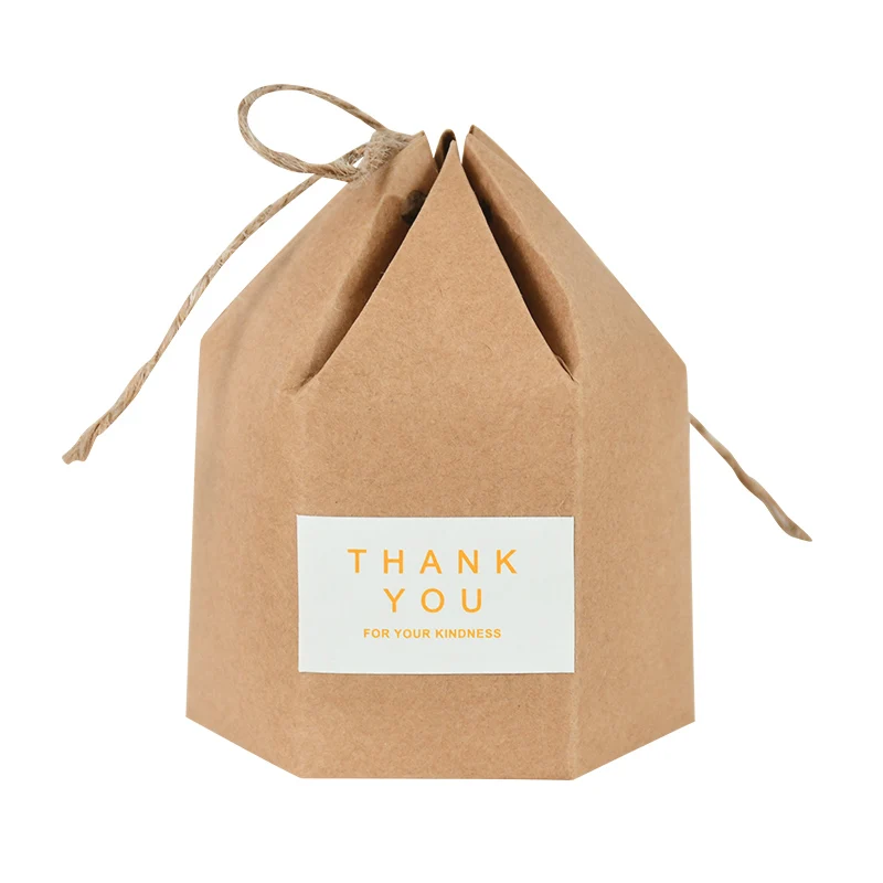10pcs Hexagon Shape Creative Kraft Paper Candy Boxes Wedding Favors Gift Packaging Box For Birthday Party Baby Shower Decor