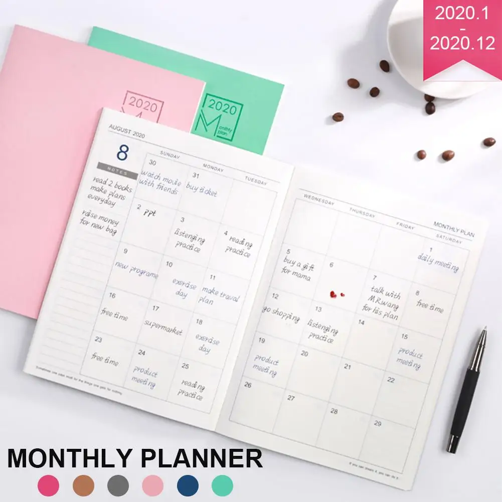 2020 Planner Weekly Monthly Notebook Leather Cover Life Planner 24 Sheets Diary Book Personal Agenda To Do List For Students