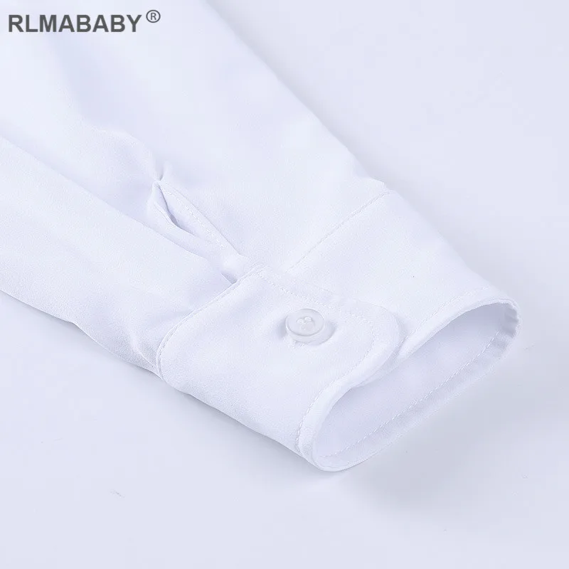 Boyfriends Loose Sexy White Blouse Shirts Elegant Turn-Down Collar Lantern Sleeve Oversize Women Blouse Casual Fashion Shirts