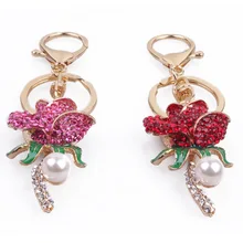 Корейский стиль тюльпан брелок Хрустальная роза висячие украшения автомобиля Универсальный кулон День рождения друзей одноклассников маленькие подарки