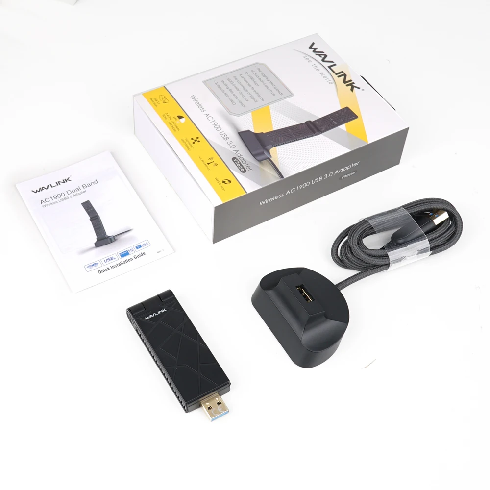 Wavlink AC1900 двухдиапазонный USB 3,0 адаптер 5 ГГц 1900 Мбит/с Wifi Антенна Dongle 2,4G 802.11AC Wi-Fi приемник беспроводной сетевой адаптер - Цвет: Черный