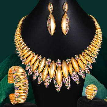 

GODKI 4PCS Luxury African Jewelry Set For Women Wedding Party Dubai Bridal Jewelry Sets 2020 Necklace Earring Bracelet Ring Set
