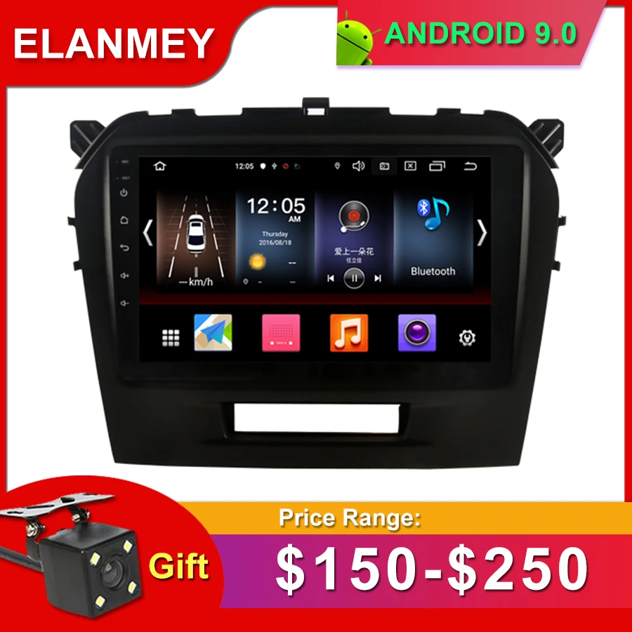 Discount Gift Camera Car Radio for SUZUKI Grand Vitara 2016 Android 9.0 GPS Navigation Bluetooth Touch screen Car Audio Stere Multimedia 0