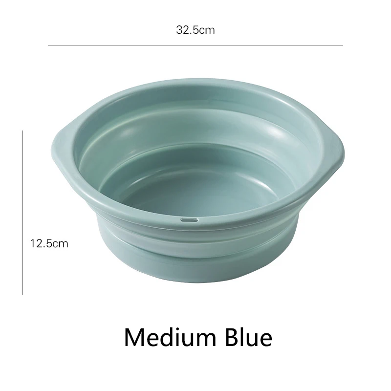 Складная круглая Ванна для посуды, Складная портативная мойка для рук и ног, экономия пространства, ПП, складная мойка для овощей - Цвет: Blue M