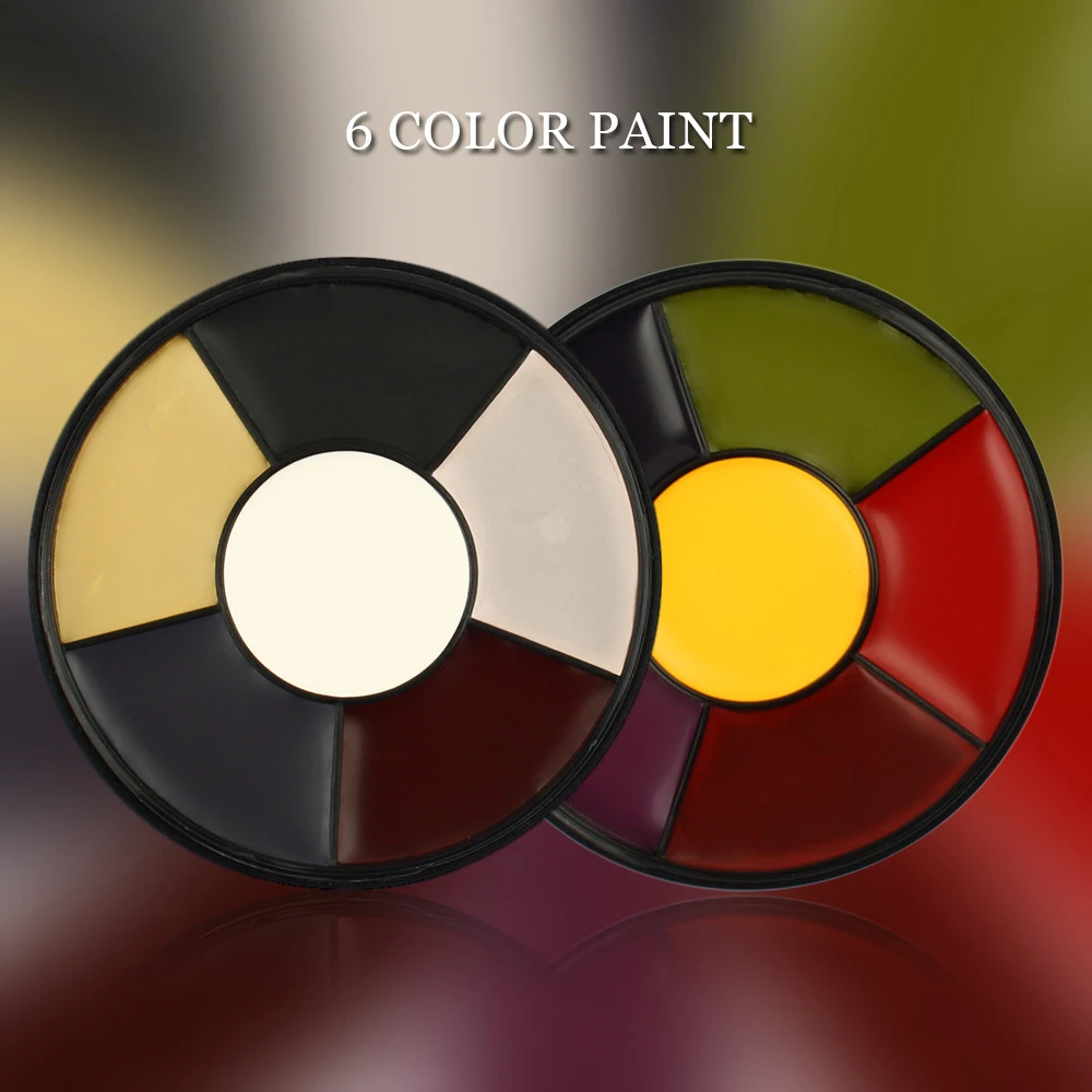 6 цветов/палитра краска для лица на Хэллоуин макияж череп клоуна живопись пигмент