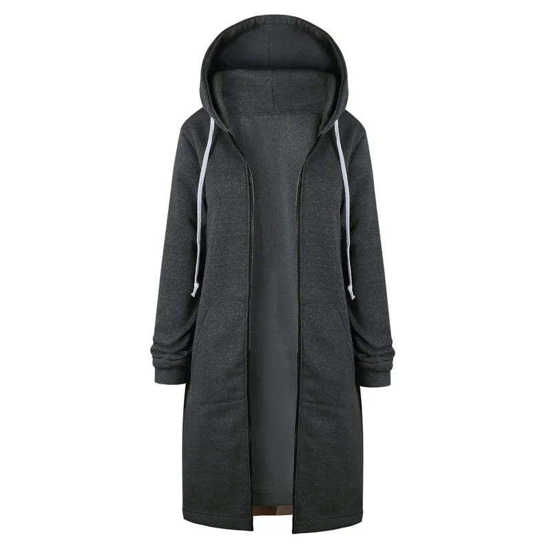 S-5XL Plus Size Women Hooded Sweatshirts Casual Long Sleeve Slim Zipper Long Sweatshirt Autumn Warm Winter Thicken Hoodies