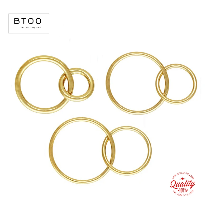 14K Gold Filled Interlocking Rings Charm 10MM/15MM/16MM Gold Pendant For Bracelet Necklace Earring DIY Jewelry Findings