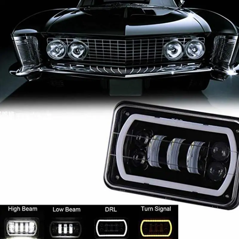 

30W Off Road 4x6 Inch Led Headlights Turn Signal Light Halo Seal High Low Beam H4651 H4656 H6545 H4668 Replacement Headlamps