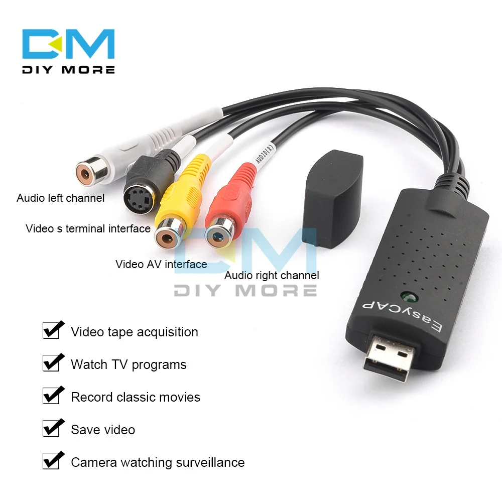 USB 2.0 Easycap Capture 1 canale Video TV DVD VHS Audio PC Capture Adapter Card TV Video DVR Converter - immagine 2