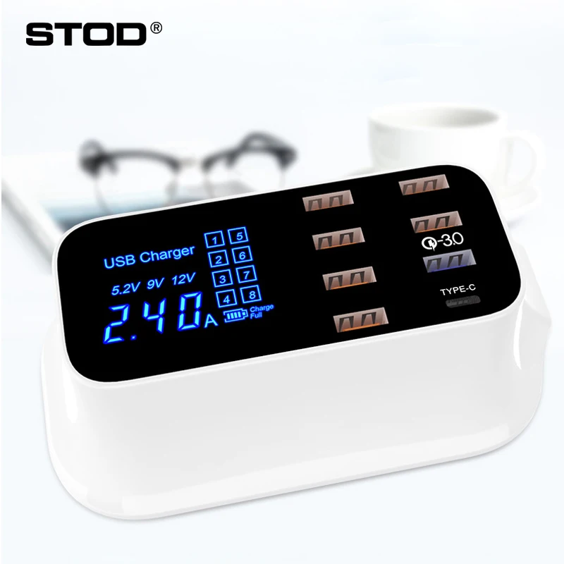 STOD Smart USB Charger 40W LED Display Quick Charge Fast Charging 3.0 For iPhone 7 Samsung Huawei Nexus Xiaomi QC3.0 AC Adapter STOD Smart USB Charger 40W LED Display Quick Charge Fast Charging 3.0 For iPhone 7 Samsung Huawei Nexus Xiaomi QC3.0 AC Adapter