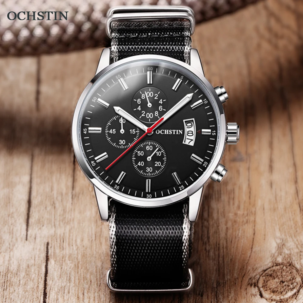 OCHSTIN Quartz Wristwatch Men Military Pilot Watch Sports Watches Male Waterproof Stainless Steel&Nylon Men's Relogio Masculino fajarina unisex fashion nylon belt plastic automatic straped styles female male belts 38mm width 95 120cm length 2023 cbfj0039