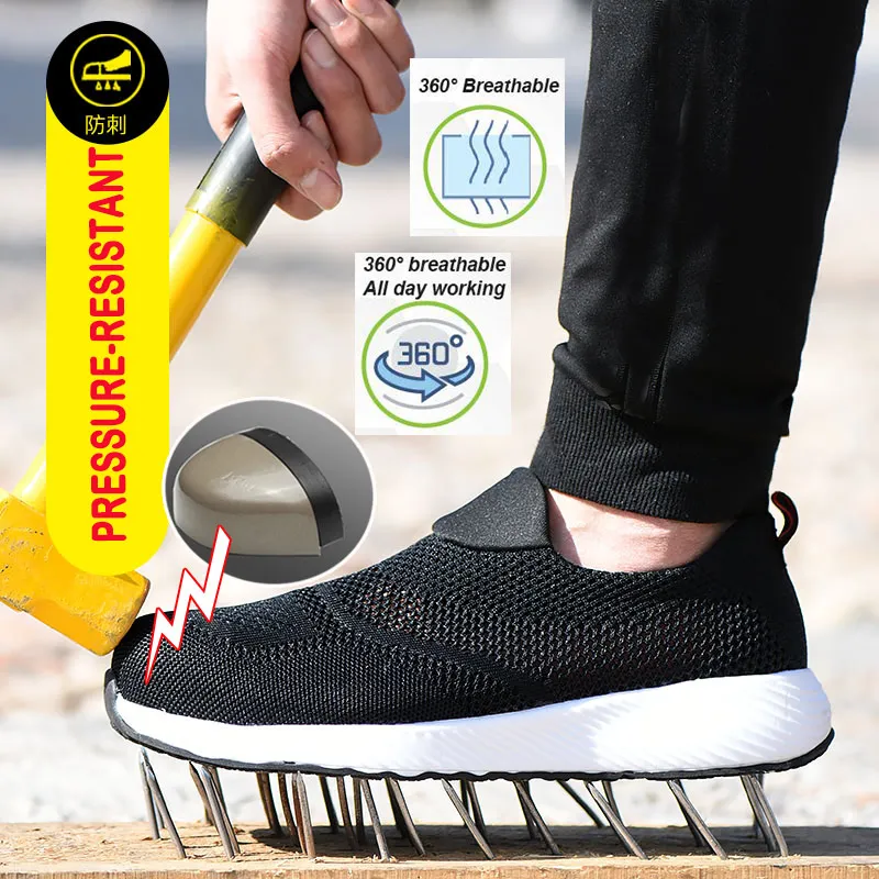 Sapatos de Segurança dos Homens de Aço Tênis ao ar Livre à Prova Nmsafety Trabalho Casual Respirável Punctura Botas Confortáveis Sapatos Industriais Toe