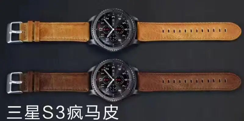 Кожаный ремешок для Samsung Galaxy watch active 2 42 46 Gear S3 s2 huawei GT honor pebble time Ticwatch s 1 E pro 22 мм|leather
