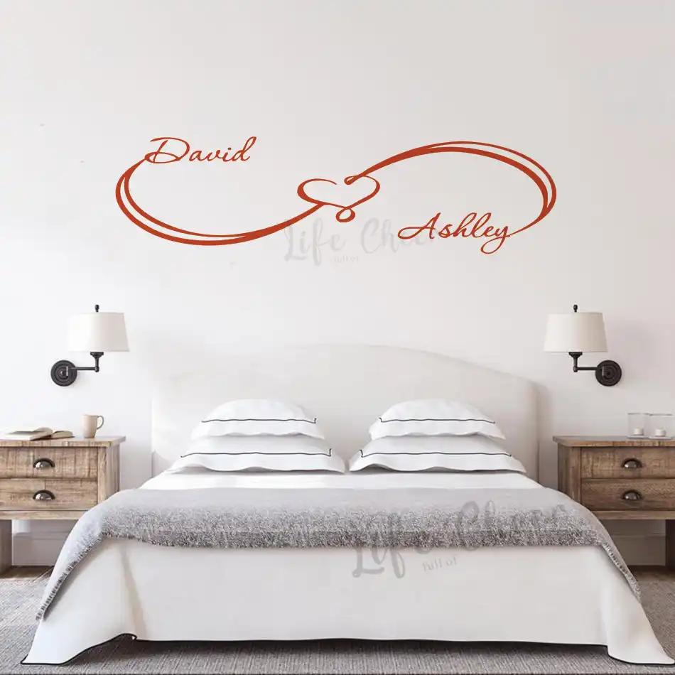 Etiqueta De La Pared Del Diseno Del Amor Infinito Nombres De