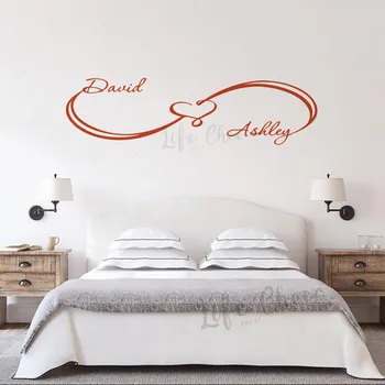 

Infinity Love Design Wall Sticker Custom Couple Names Vinyl Wall Decal Infinity Love Sign Wall Art Murals Home Decor AZ1023