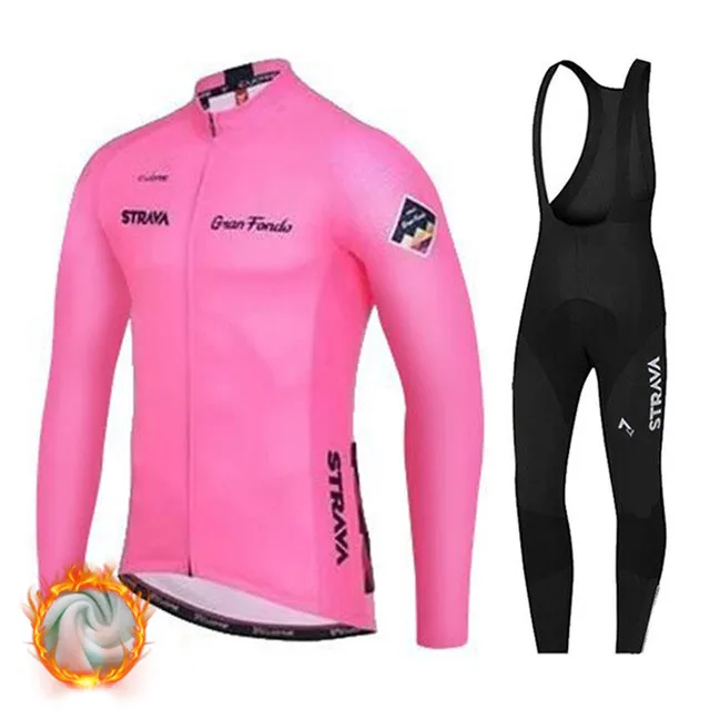 Winter Cycling Set Зимняя одежда STRAVA из теплого флиса для велоспорта, одежда для велоспорта MTB, Майки для велоспорта, комплекты униформы, мужские велосипедные костюмы - Цвет: Winter Cycling Set