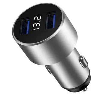 

Car Charger Car Charger 2.4 Multifunctional Fast Charge Car Dual Usb Digital Display Mini Metal Car Charger