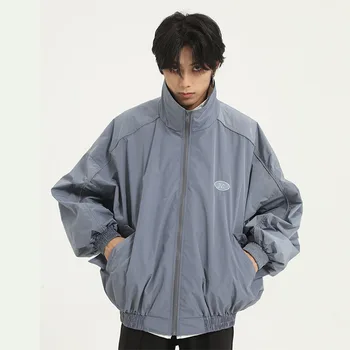 

New Male Women 80's Loose Sportwear Short Coat Outerwear Men Retro Fashion Reflective Streetstyle Loose Cargo Jacket