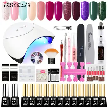 

COSCELIA Nail Set UV LED Lamp Dryer With Nail Gel Polish Kit Soak Off Manicure Tools Set Electric Nail Drill For Nail Tools