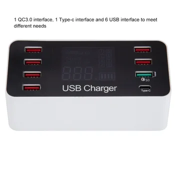 

A9 Plus Multi-function Smart USB Charger LCD Display 8 Ports 1 QC30/1 Type-C/6 USB Ports