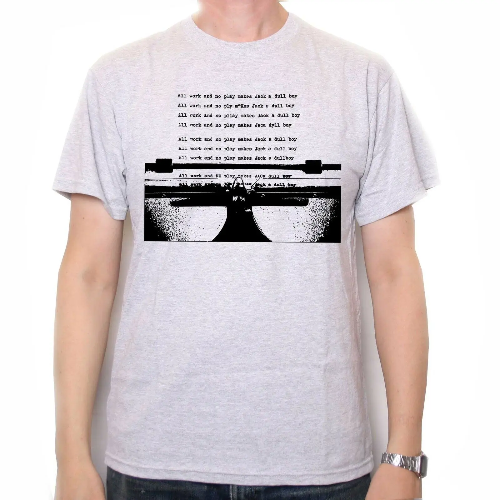 

Inspired By The Shining T Shirt - All Work And No Play Typewriter Cult Horror