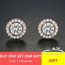 UMODE, розовое золото, простые серьги-гвоздики для женщин и девушек, маленькие циркониевые серьги в Корейском стиле, модные ювелирные аксессуары UE0012A