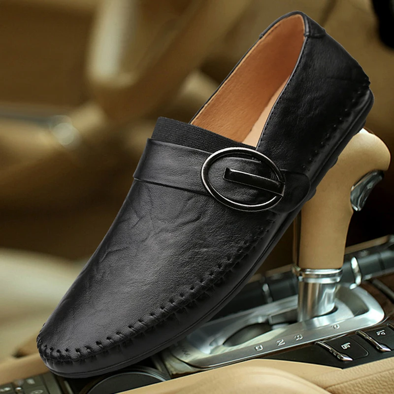 

2021 Fashion Men's Shoes Casual Classics Black Brown Slip-On Shoes For Men Breathable Driving Loafers Man Shoes Leather Genuine