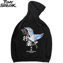 Толстовка с капюшоном в стиле хип-хоп пуловер с вышитым краном Kanji китайская уличная Мужская Толстовка Harajuku хлопковая осенняя