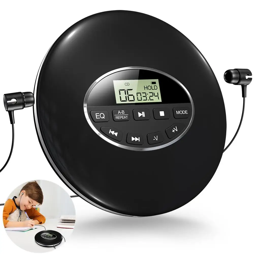 Круглый Стиль портативный CD проигрыватель наушники HiFi музыка Проигрыватель Walkman
