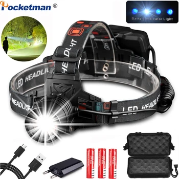 

Powerful USB Rechargeable XHP50 Headlamp XPE+COB Headlight high powerful xhp70 head lamp torch ZOOM Head light Best for Camping