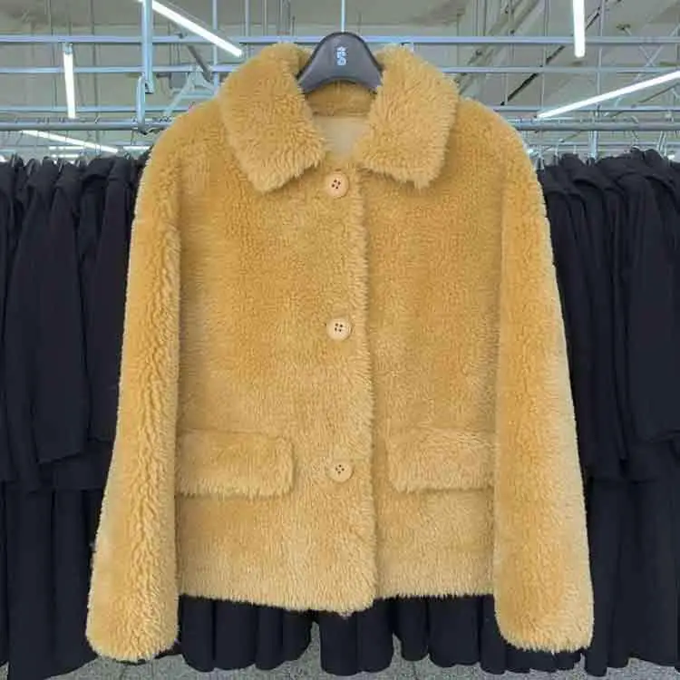 see picture Зимние пальто женские теплые шерстяные флисовые куртки из шерсти Короткие пальто желтый синий красный черный верхняя одежда - Цвет: see picture