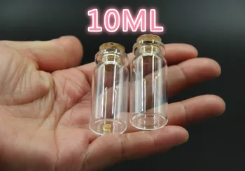 

100PCS 22*50mm 10ml Glass Bottles Wishing Bottle Jars Empty Sample Storage Jars with Cork Stoppers - Transparent Wedding Decor