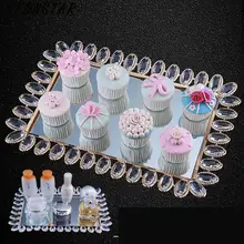 

Metallic Glass Jewelry Storage Tray Gold Dessert Table Cake Tray European Rectangular Household Tea Table 1658594