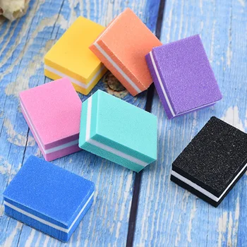 

10pcs lot Double-sided Mini Nail File Blocks Colorful Sponge Nail Polish Sanding Buffer Strips Polishing Manicure Tools
