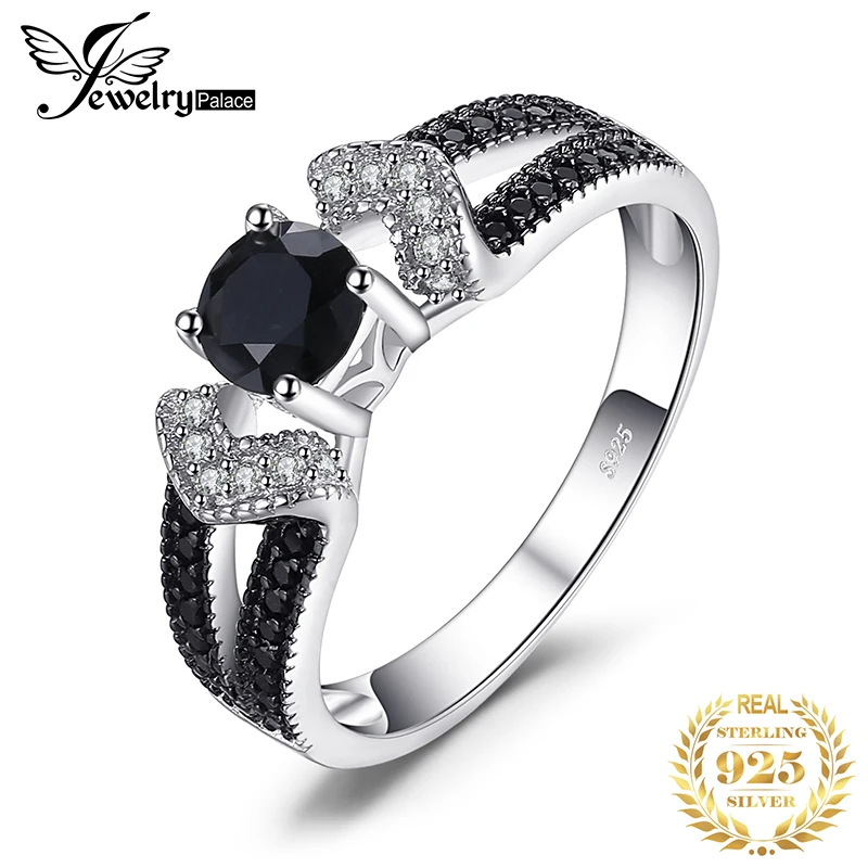 Женское кольцо из натуральной черной шпинели JewelryPalace стерлингового серебра 925