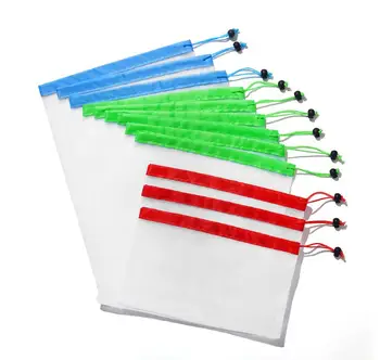 

12pcs 3 Sizes Reusable Mesh Produce Bag Washable Eco-Friendly Bags for Grocery Bag Holder Fruit Vegetable Organizer Pouch