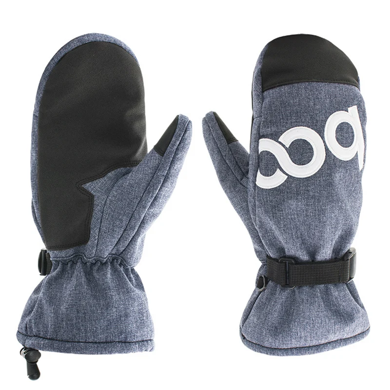 BOODUN Waterproof Unisex Ski Mittens PU Leather Outdoor Sports Camping Hiking Thermal Skiing snowproof Gloves