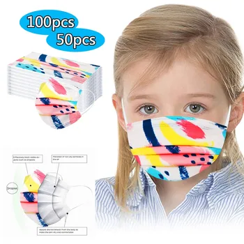 

2020 50PCS/100PCS Kids Children Mask Disposable Printed Face Mask Industrial 3Ply Masque De Protection Mascherina D