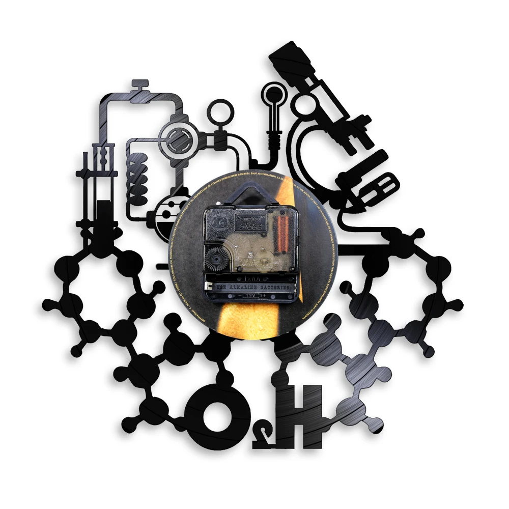 Günstige Chemie Experimente Wanduhr Wissenschaft Labor Dekoration Periodische Elemente Tisch Wand Kunst Retro Vinyl Record Wanduhr
