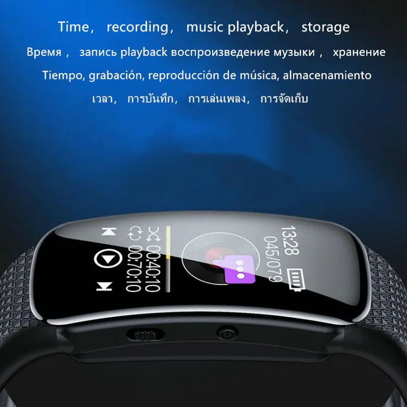 Pulseira de Voz Amoi Relógio Inteligente Ativar Encoberto Gravador Voz Digital Mp3 Player Música Pulseira Discrição Ditaphone B80 - Image 2